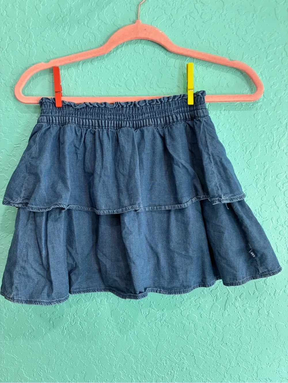 Gap Kids Denim Tiered Mini skirt skort  L 10/12 summer basics cotton